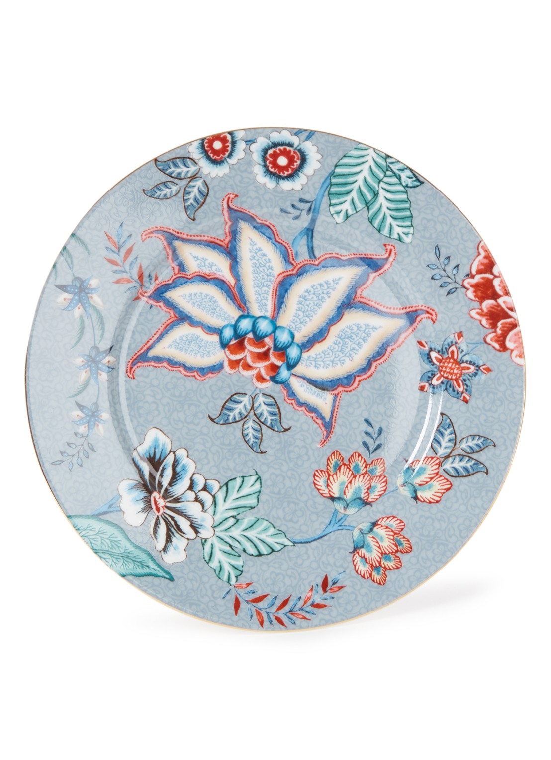 Pip Studio Flower Festival ontbijtbord 17 cm - voorkant 2 blauwgrijs