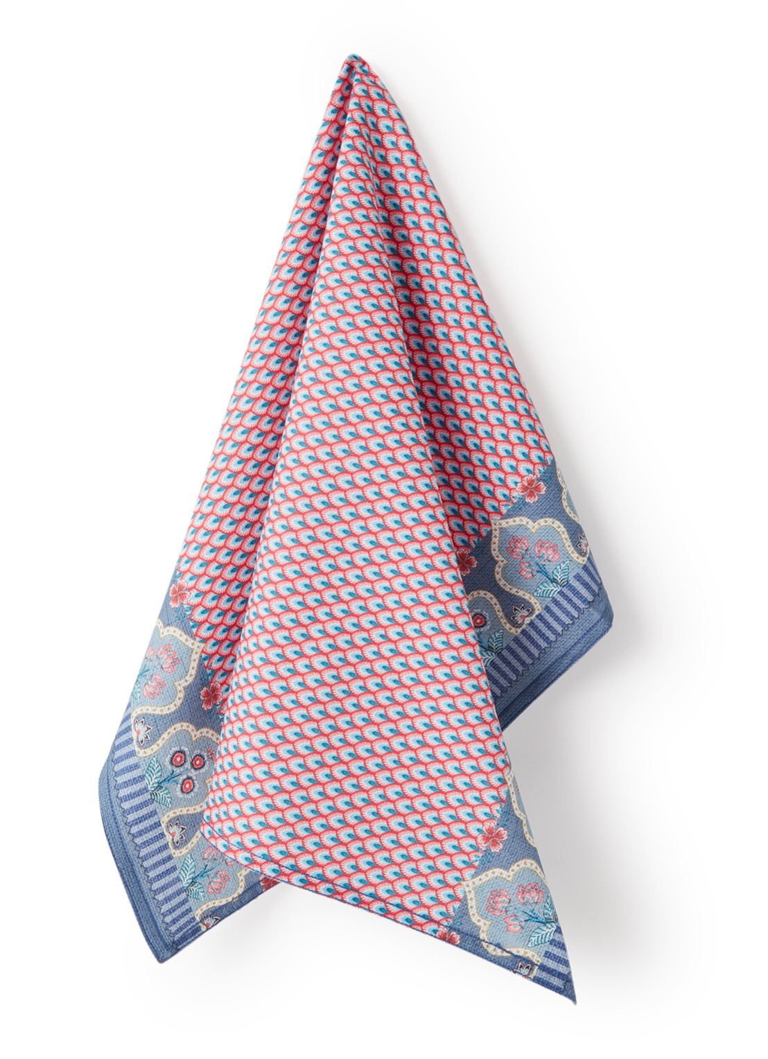 Pip Studio Flower Festival theedoek 50 x 70 cm - voorkant steenrood