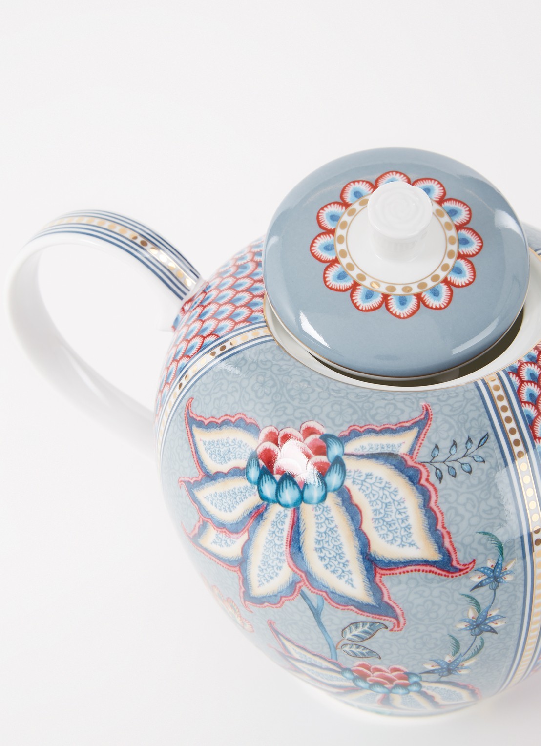 Pip Studio Flower Festival theepot 1,6 liter - detail 3 blauwgrijs