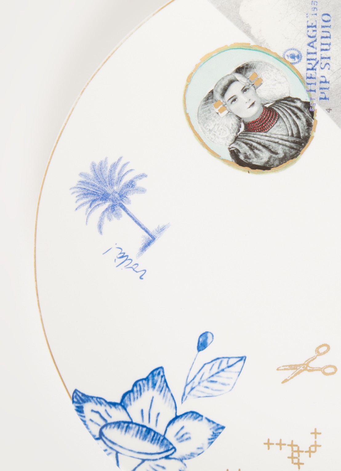 Pip Studio Heritage Palm ontbijtbord 20 cm - detail 3 wit