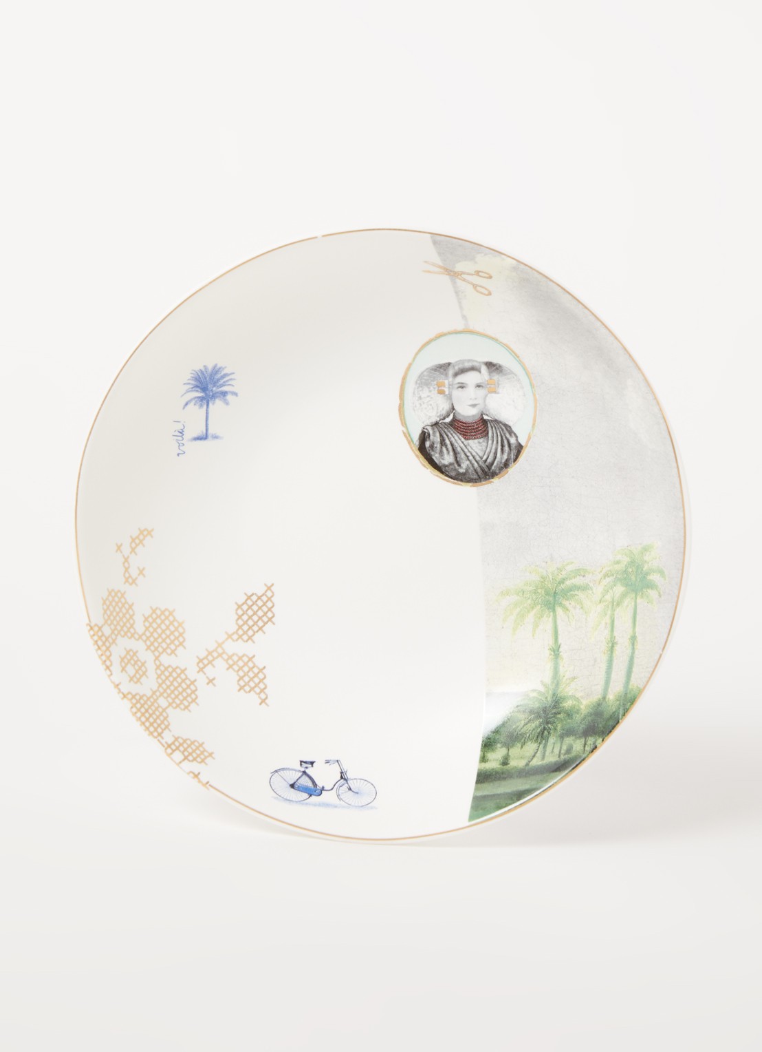 Pip Studio Heritage Palm serveerschaal 18 cm - detail wit