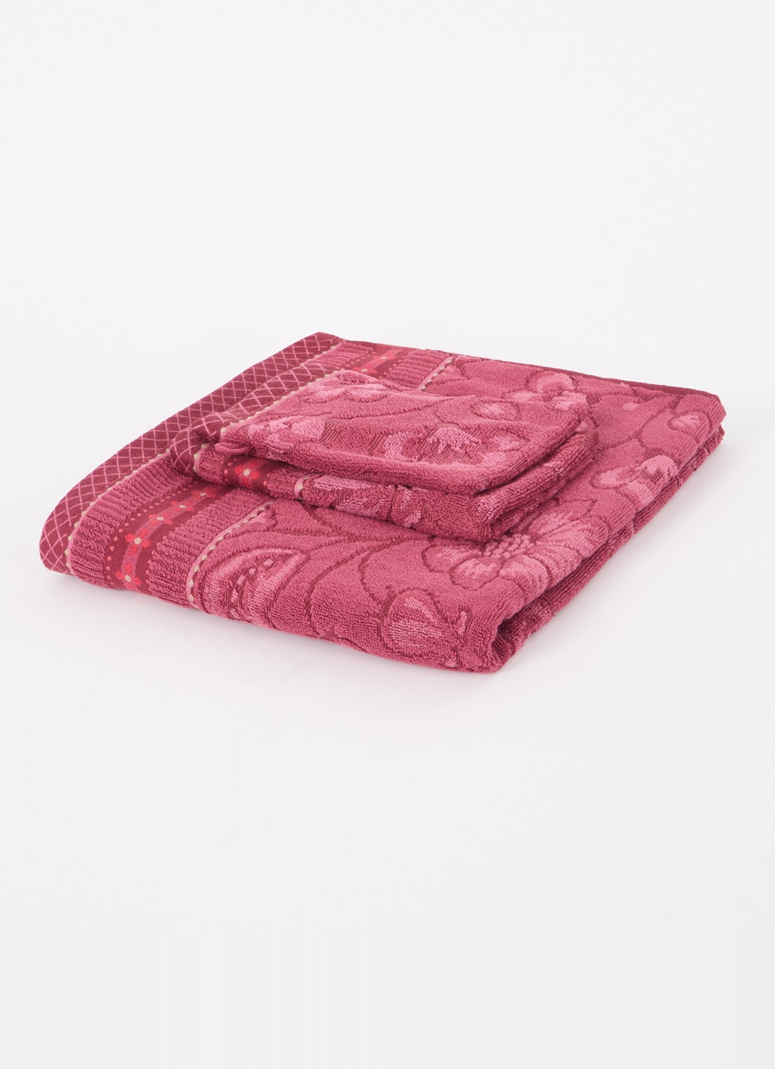 Pip Studio Jasmin gastendoek van katoen - 500 gr/m2 - 30 x 50 cm - voorkant 3 donkerroze