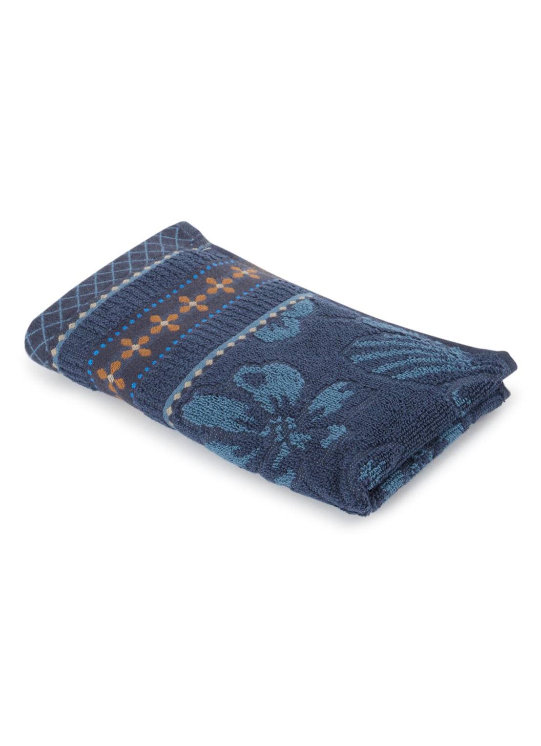 Pip Studio Jasmin gastendoek van katoen - 500 gr/m2 - 30 x 50 cm - voorkant 2 donkerblauw