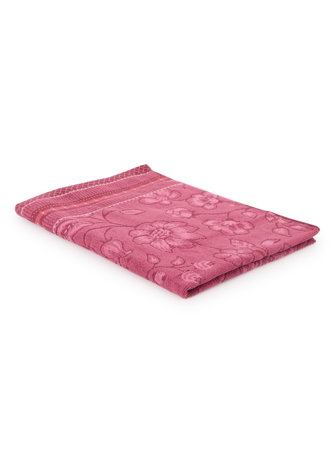 Pip Studio Jasmin Jacquard badlaken 140 x 70 cm - voorkant 2 donkerroze