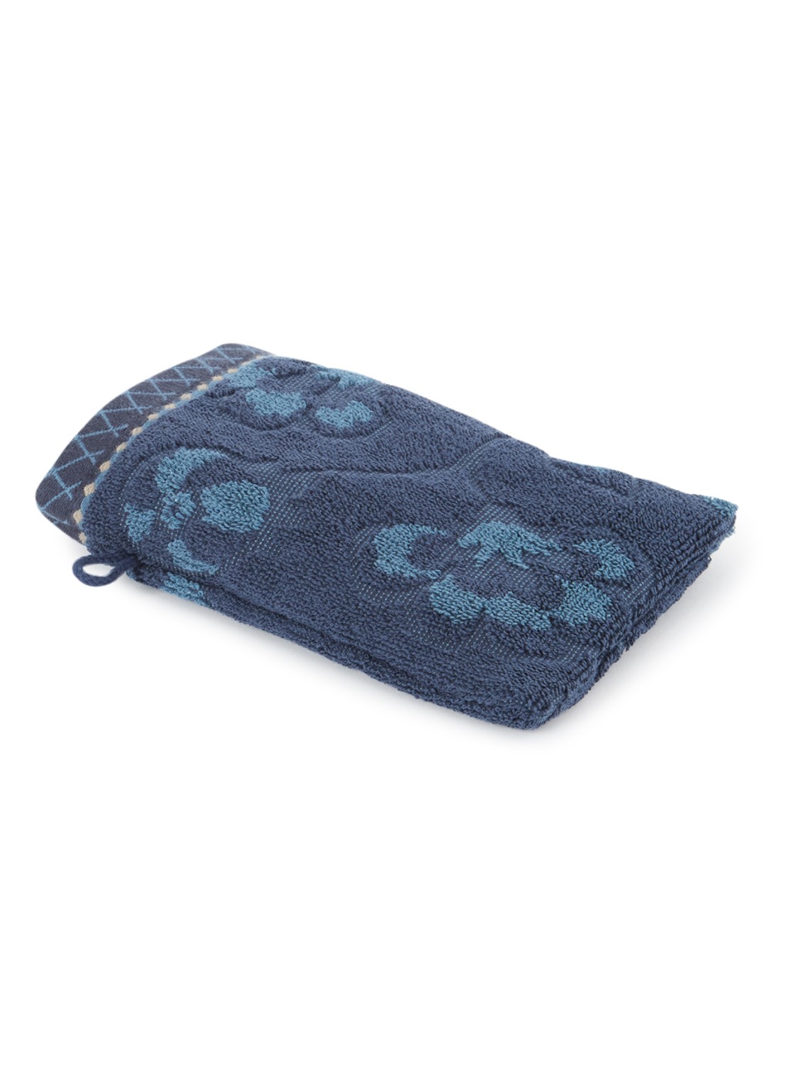 Pip Studio Jasmin washand van katoen - 500 gr/m2 - 16 x 22 cm - voorkant donkerblauw