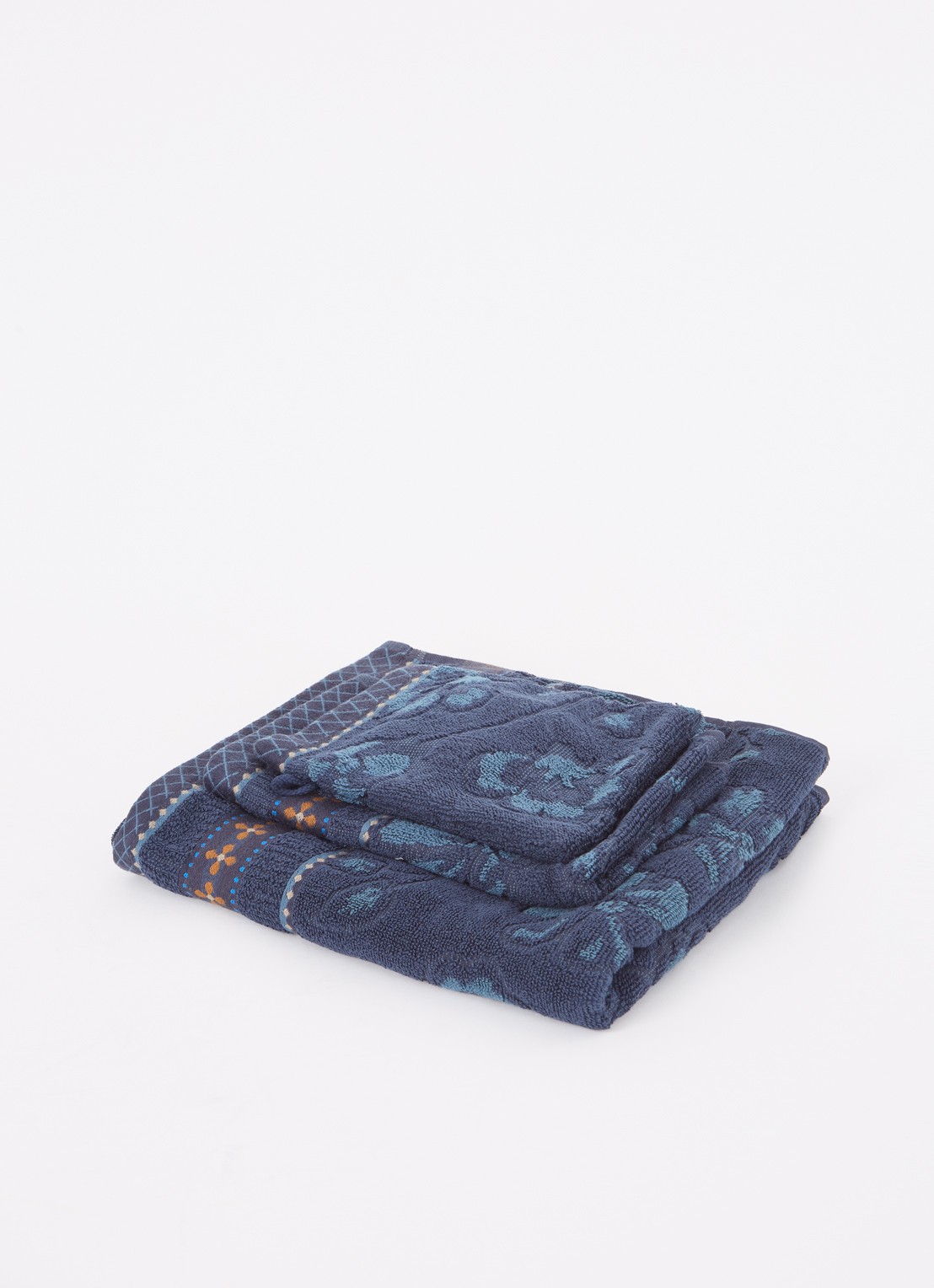 Pip Studio Jasmin washand van katoen - 500 gr/m2 - 16 x 22 cm - voorkant 2 donkerblauw