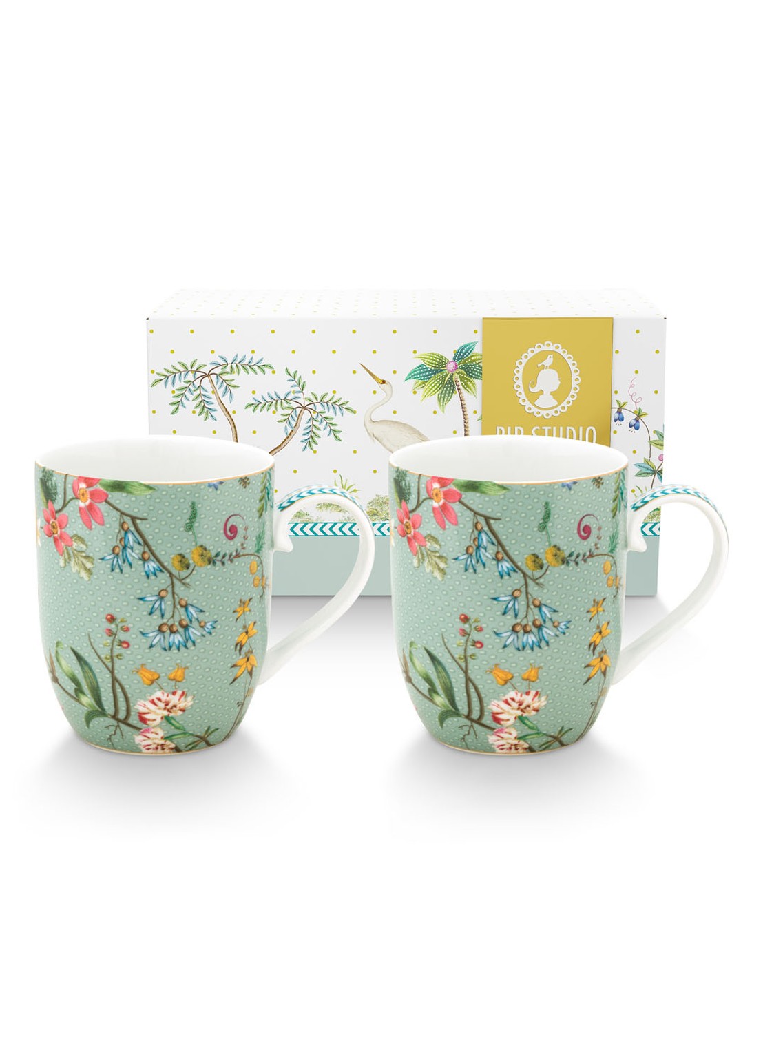 Pip Studio Jolie S espressokopje 14,5 cl set van 2 - achterkant zeegroen