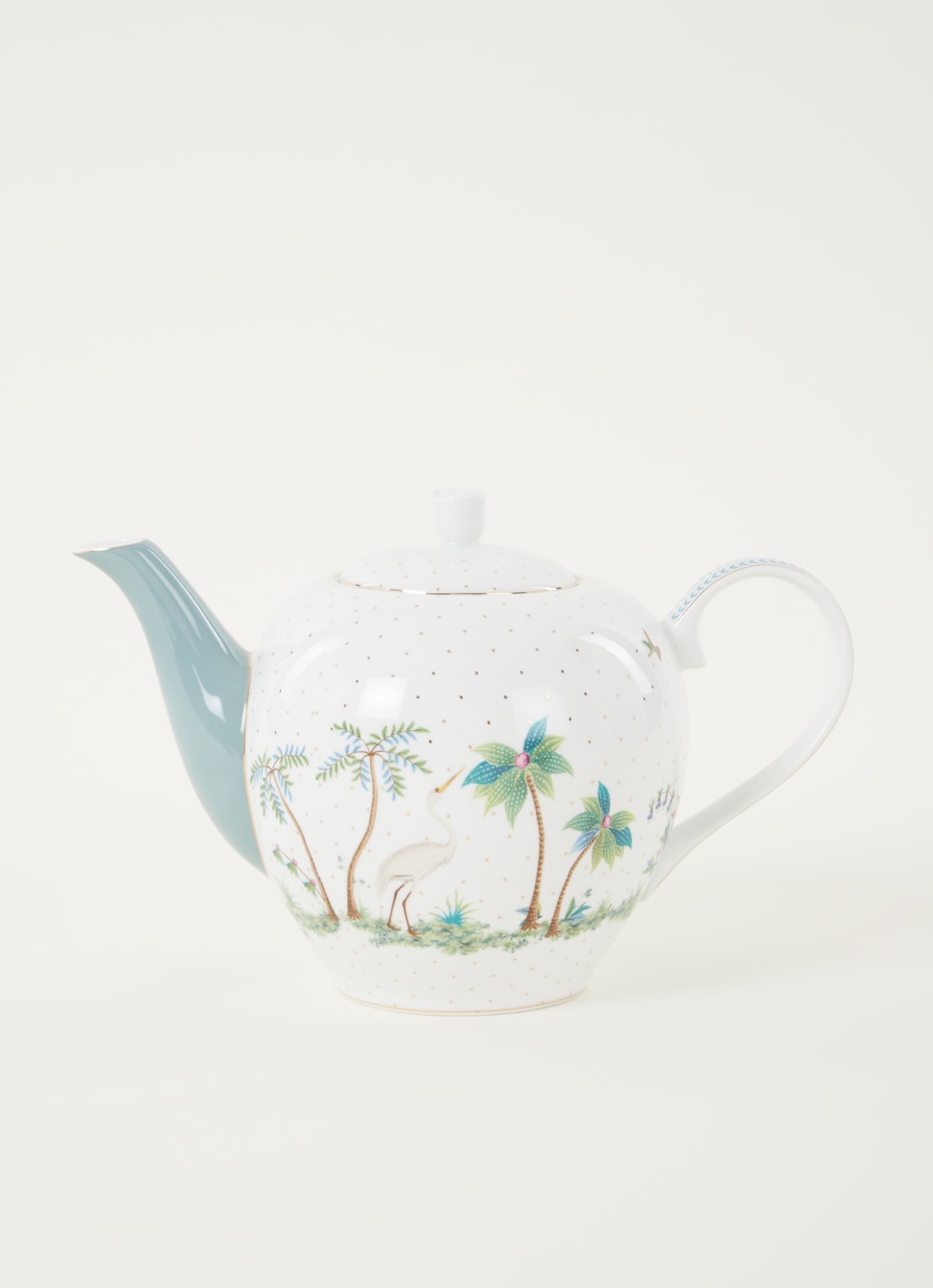 Pip Studio Jolie theepot 1,6 liter - voorkant 2 lichtblauw