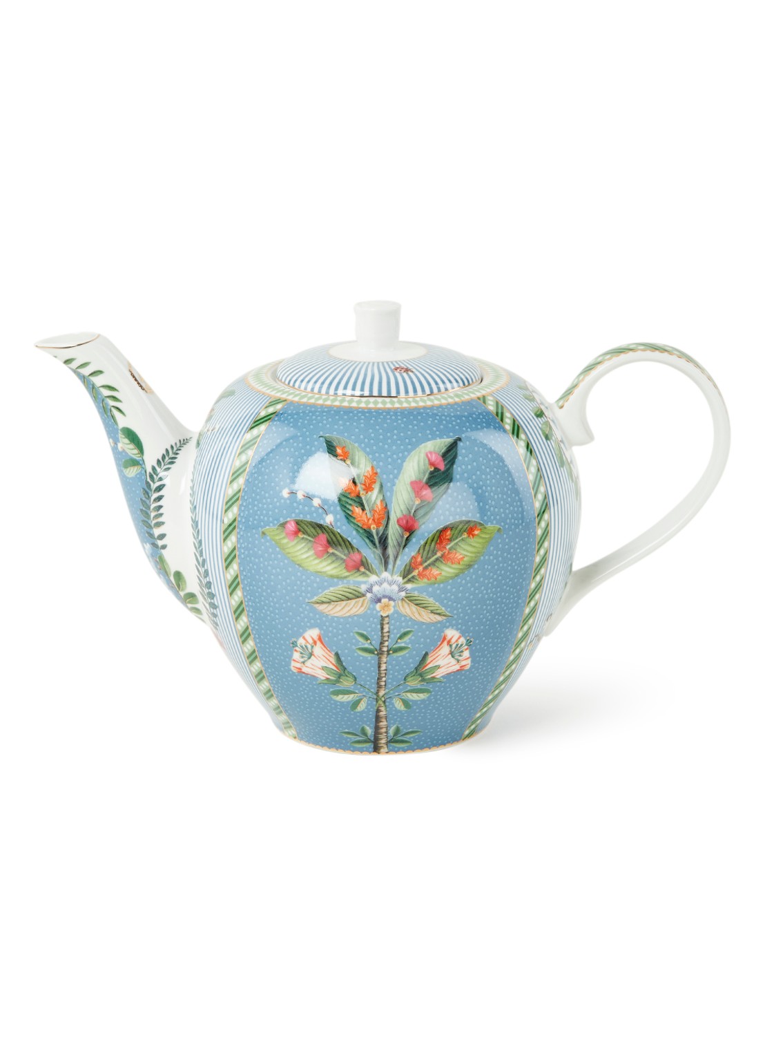 Pip Studio La Majorelle theepot 1,6 liter - voorkant 2 blauwgrijs