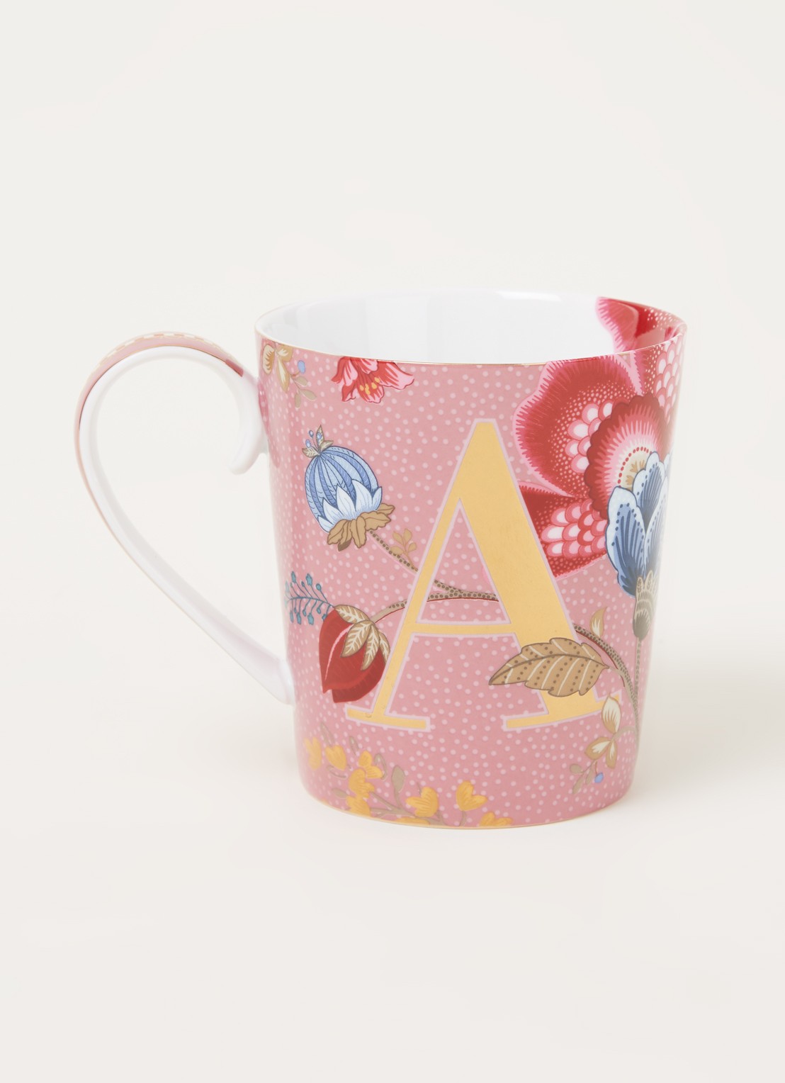 Pip Studio Letter A Floral Fantasy mok 35 cl - voorkant 2 roze