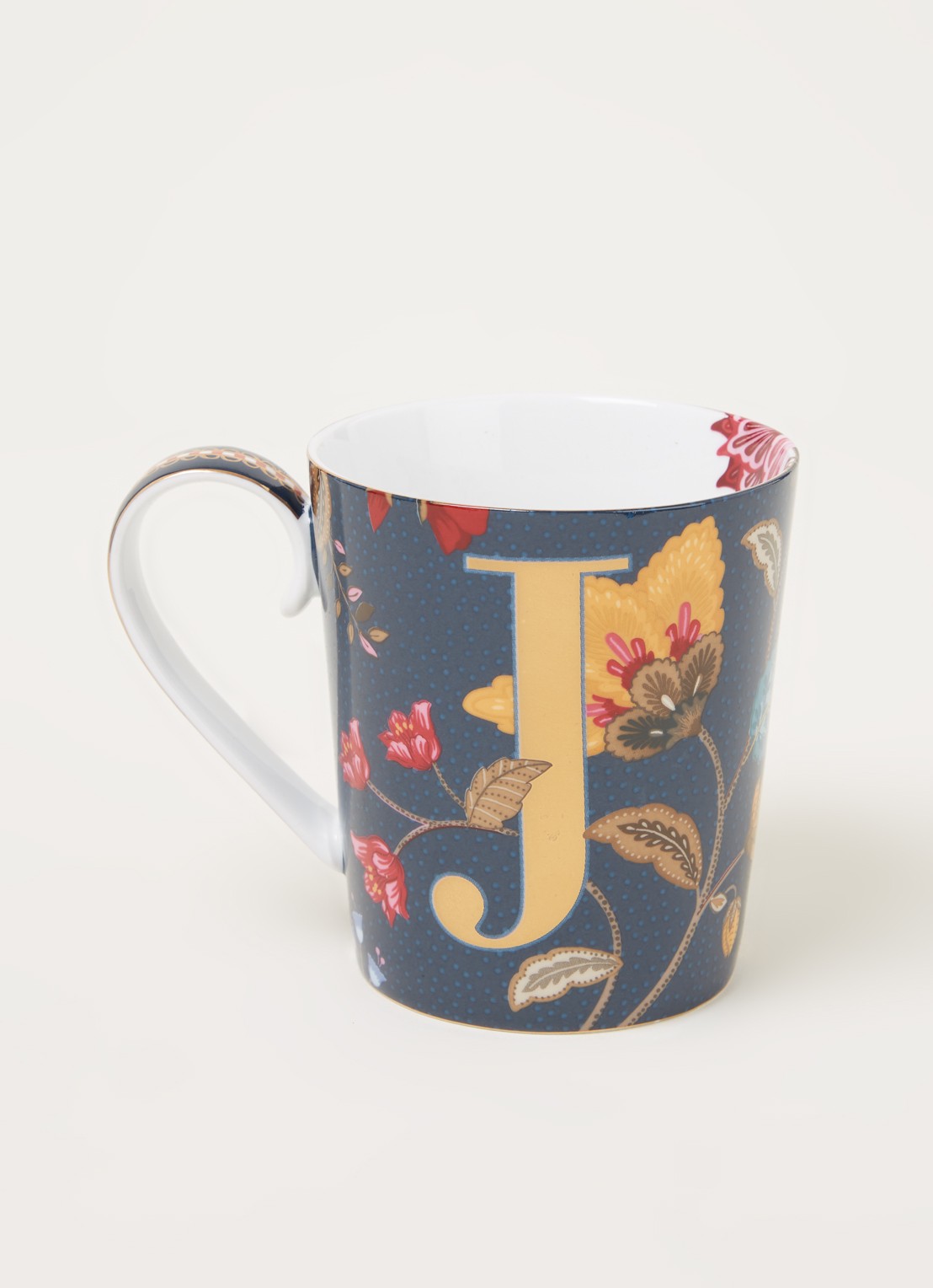 Pip Studio Letter J Floral Fantasy mok 35 cl - voorkant 4 blauw