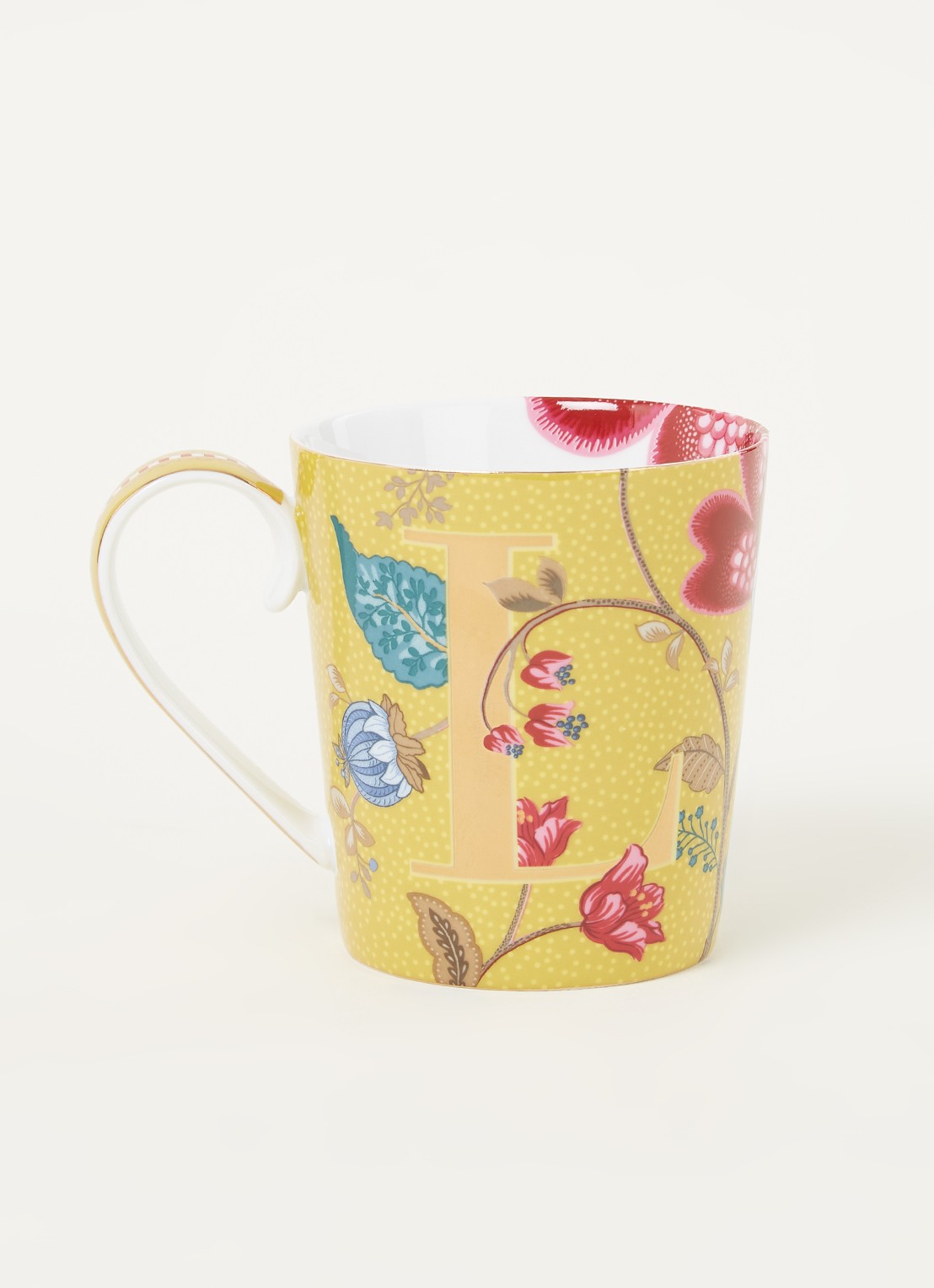 Pip Studio Letter L Blushing Birds mok 35 cl  - voorkant 2 geel