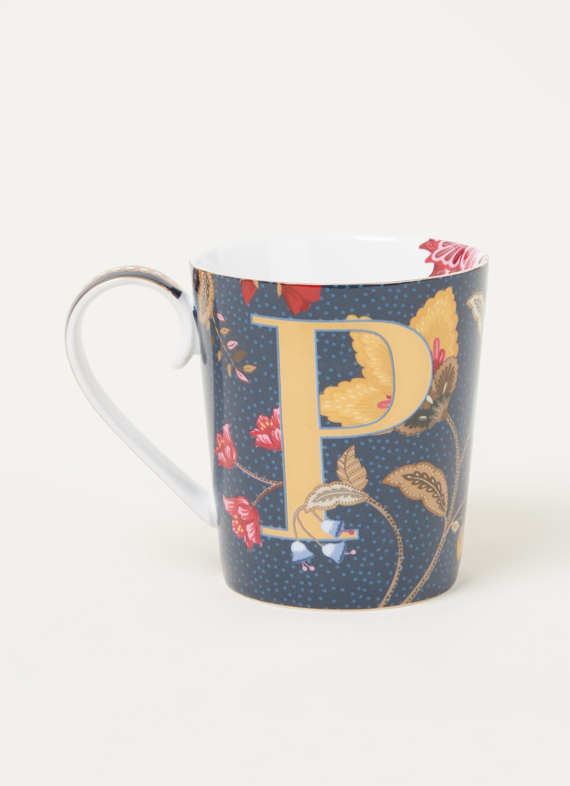 Pip Studio Letter P Floral Fantasy mok 35 cl - voorkant 2 blauw