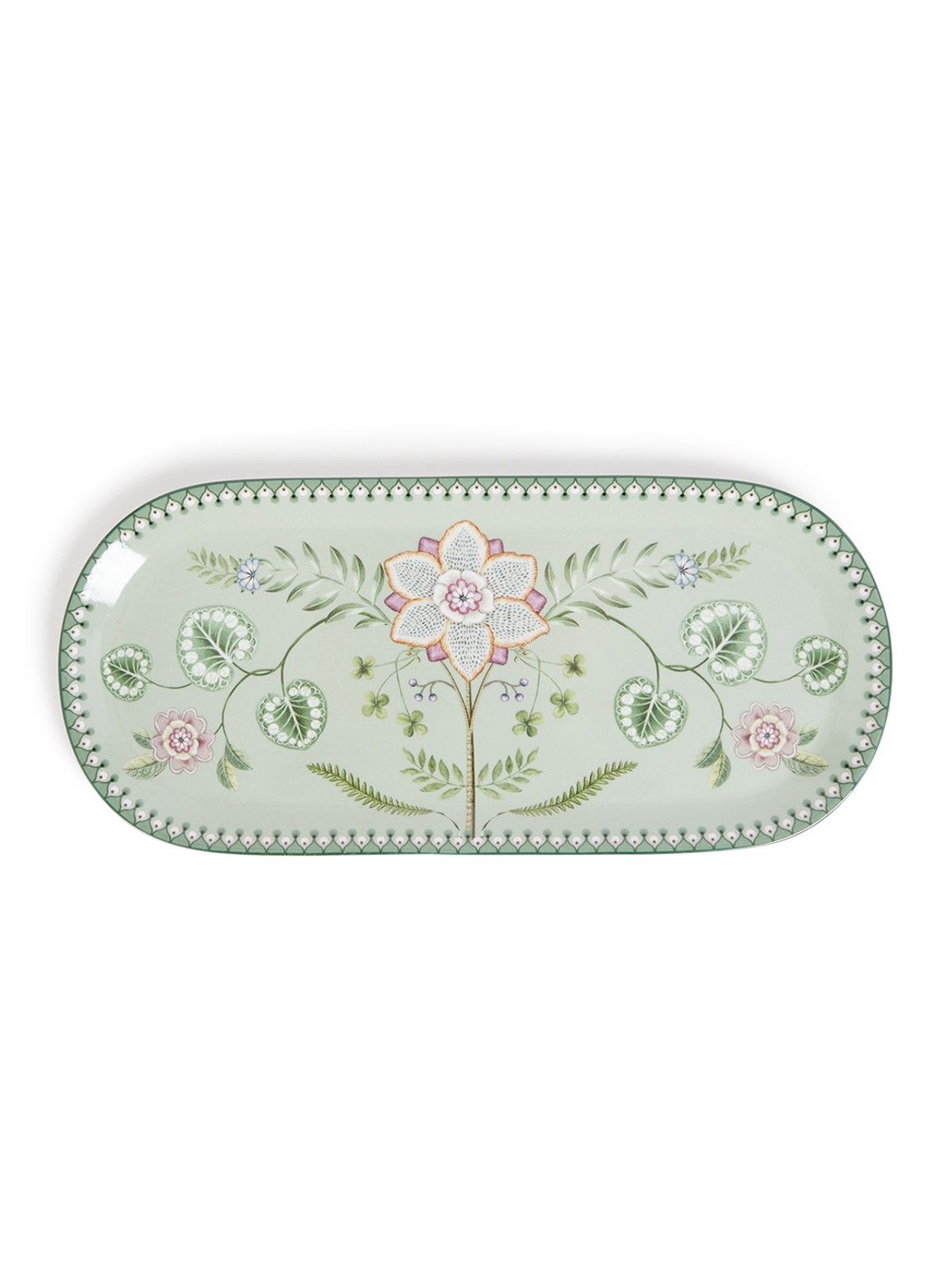 Pip Studio Lily & Lotus cakeschaal 33,5 cm - voorkant 2 groen