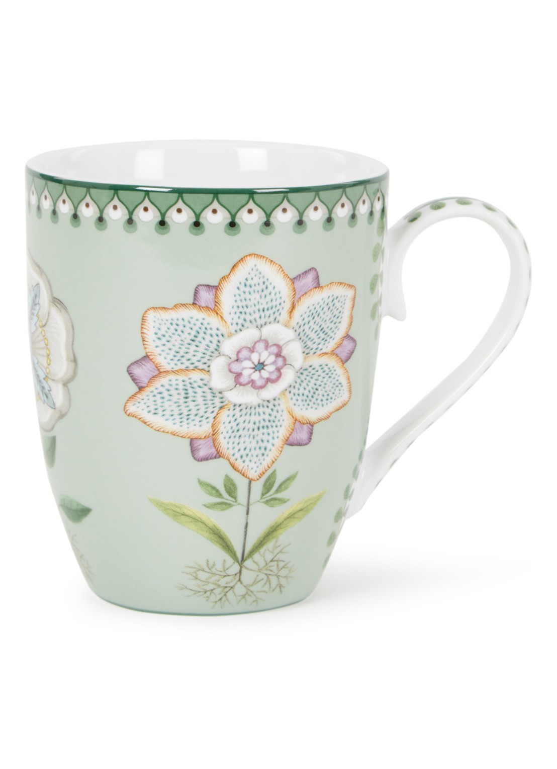 Pip Studio Lily & Lotus mok 35 cl - voorkant lichtgroen