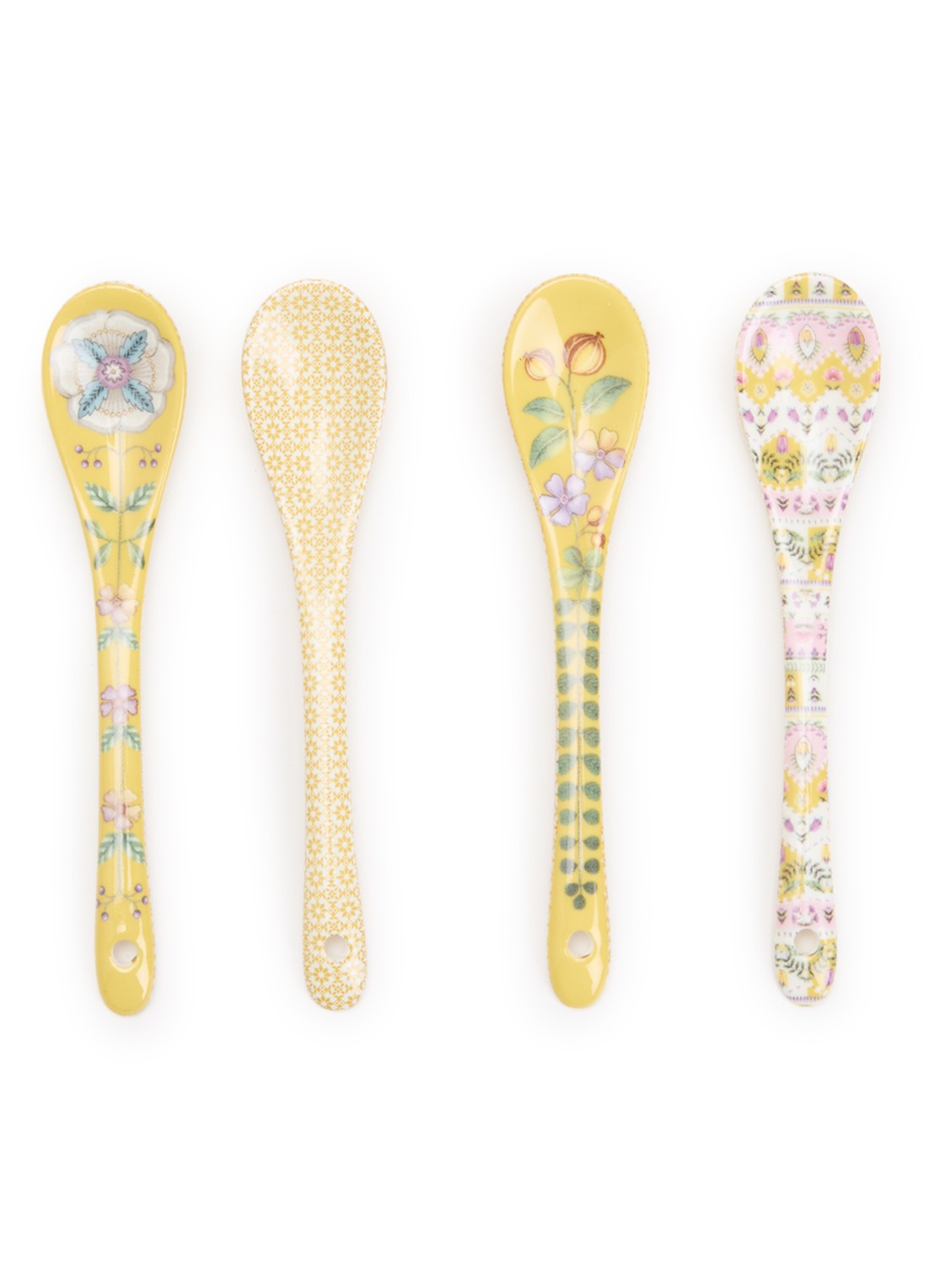 Pip Studio Lily & Lotus theelepel set van 4 - voorkant okergeel