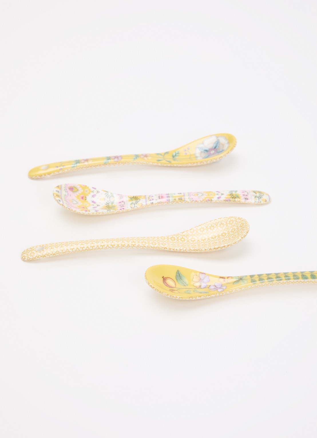 Pip Studio Lily & Lotus theelepel set van 4 - voorkant 2 okergeel