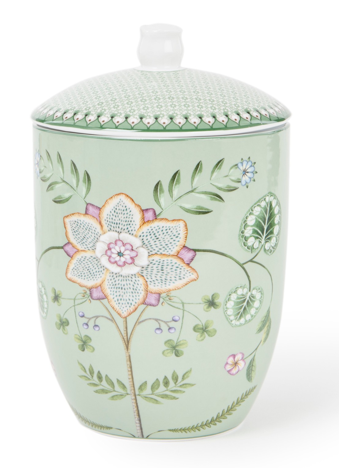 Pip Studio Lily & Lotus voorraadpot 1,5 liter - voorkant lichtgroen