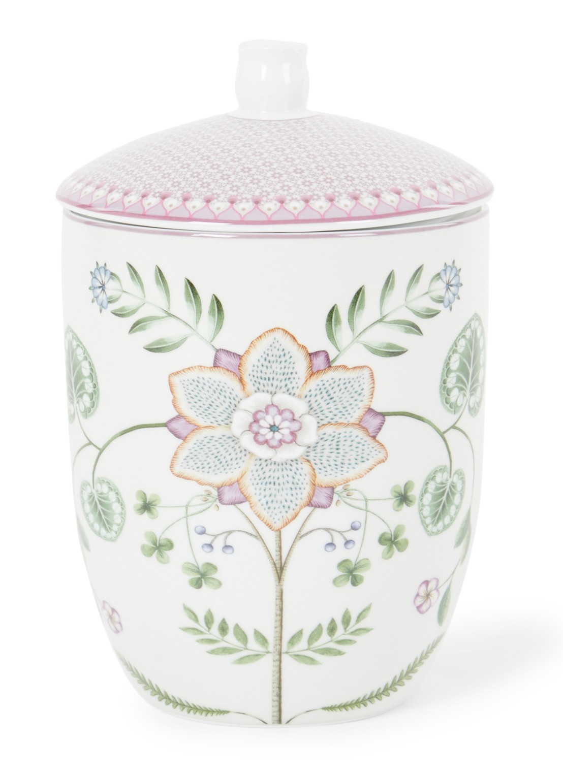 Pip Studio Lily & Lotus voorraadpot 1,5 liter - voorkant gebroken wit