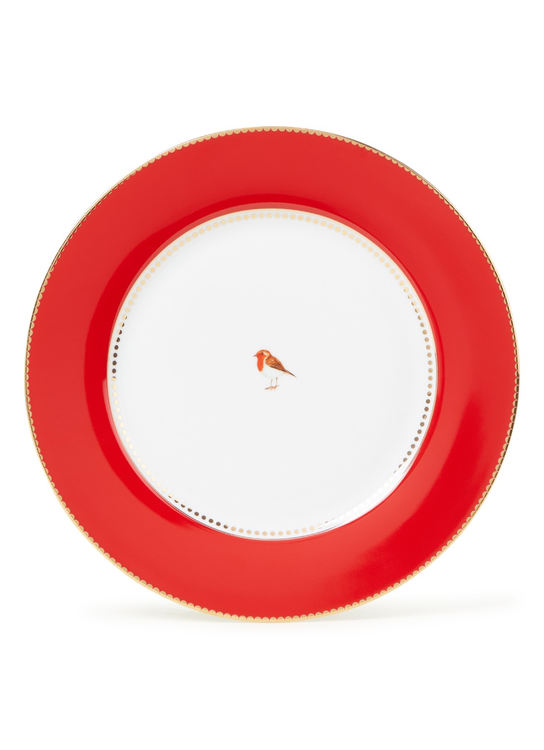 Pip Studio Love Birds dinerbord 27 cm - voorkant 2 steenrood