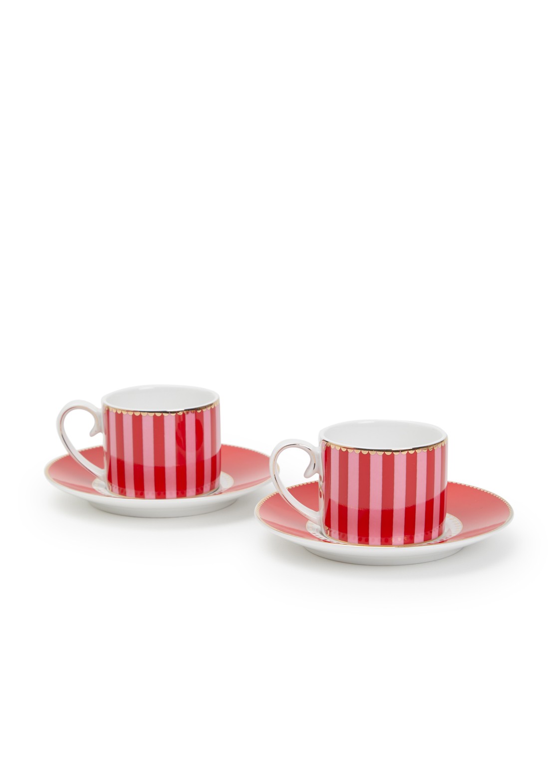 Pip Studio Love Birds espressokopje en schotel 25 cl set van 2 - voorkant rood