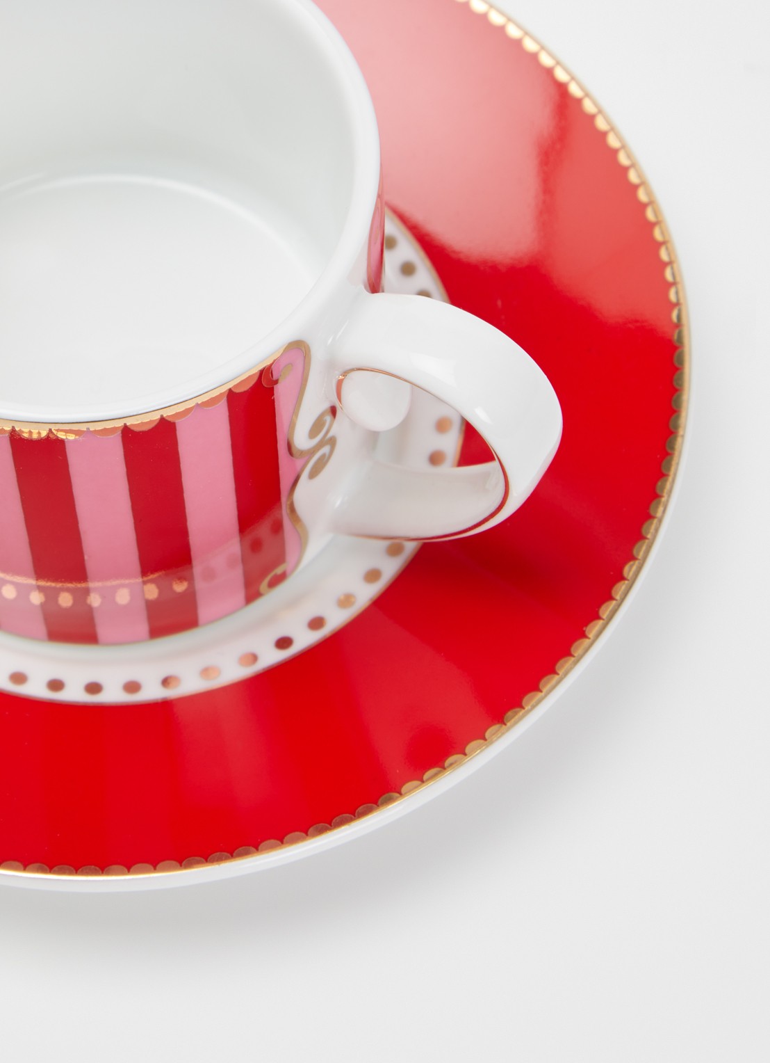 Pip Studio Love Birds espressokopje en schotel 25 cl set van 2 - voorkant 2 rood