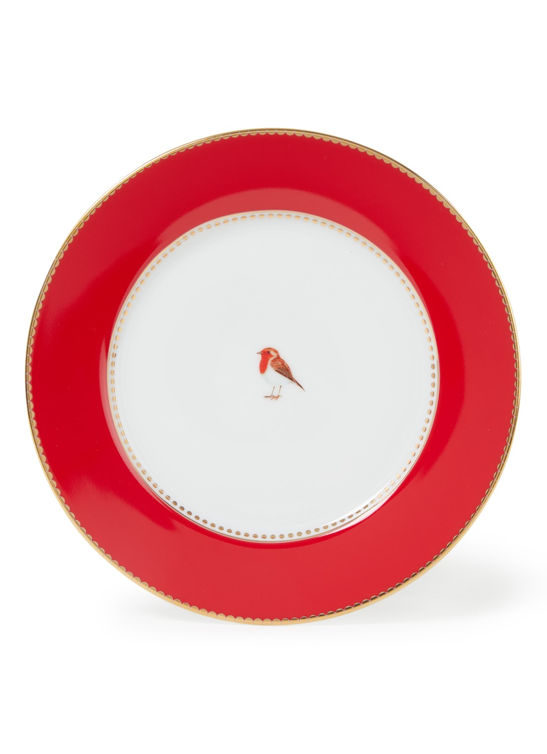 Pip Studio Love Birds gebaksbordje 17 cm - voorkant steenrood