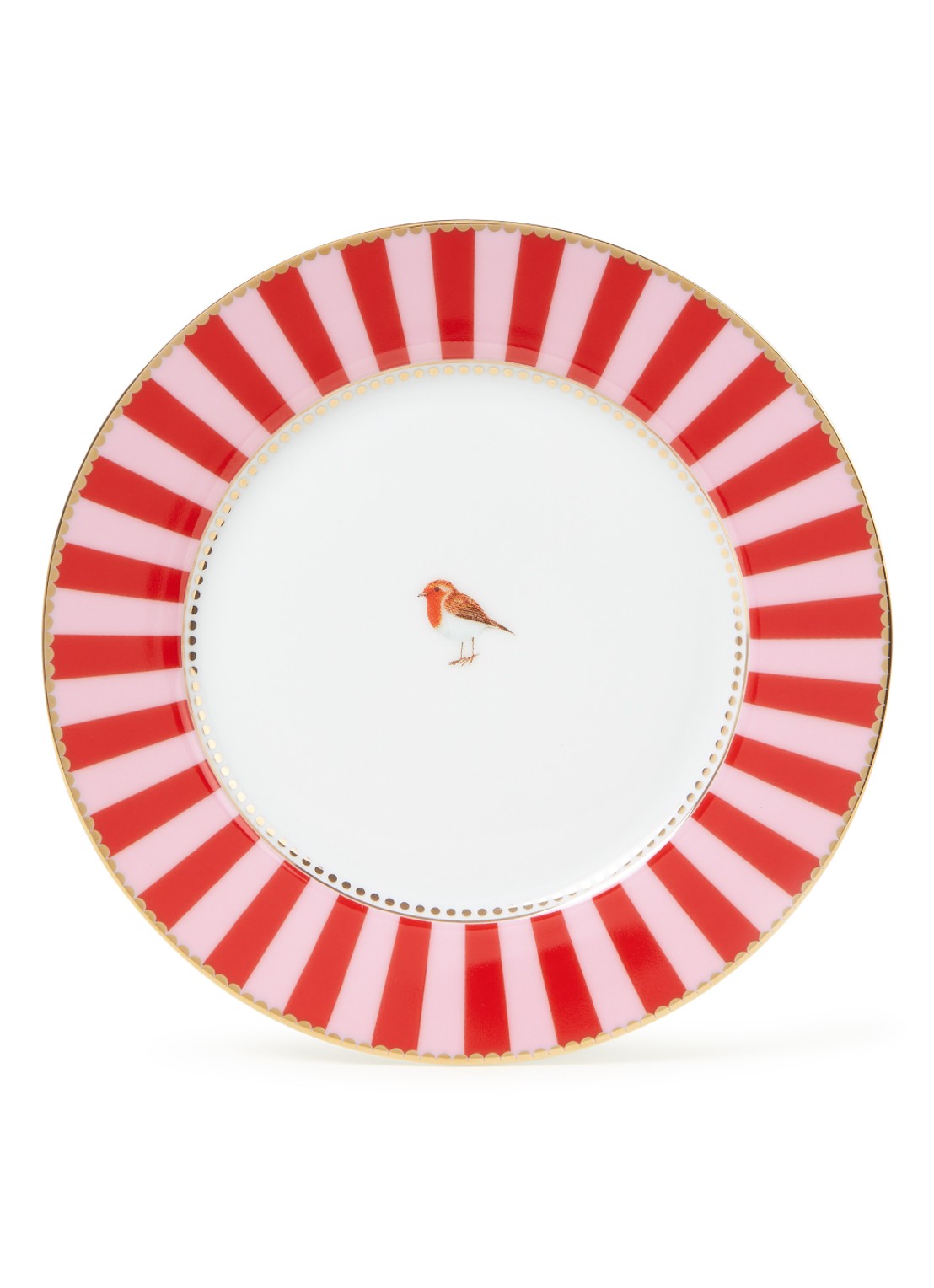 Pip Studio Love Birds gebaksbordje 17 cm - voorkant steenrood
