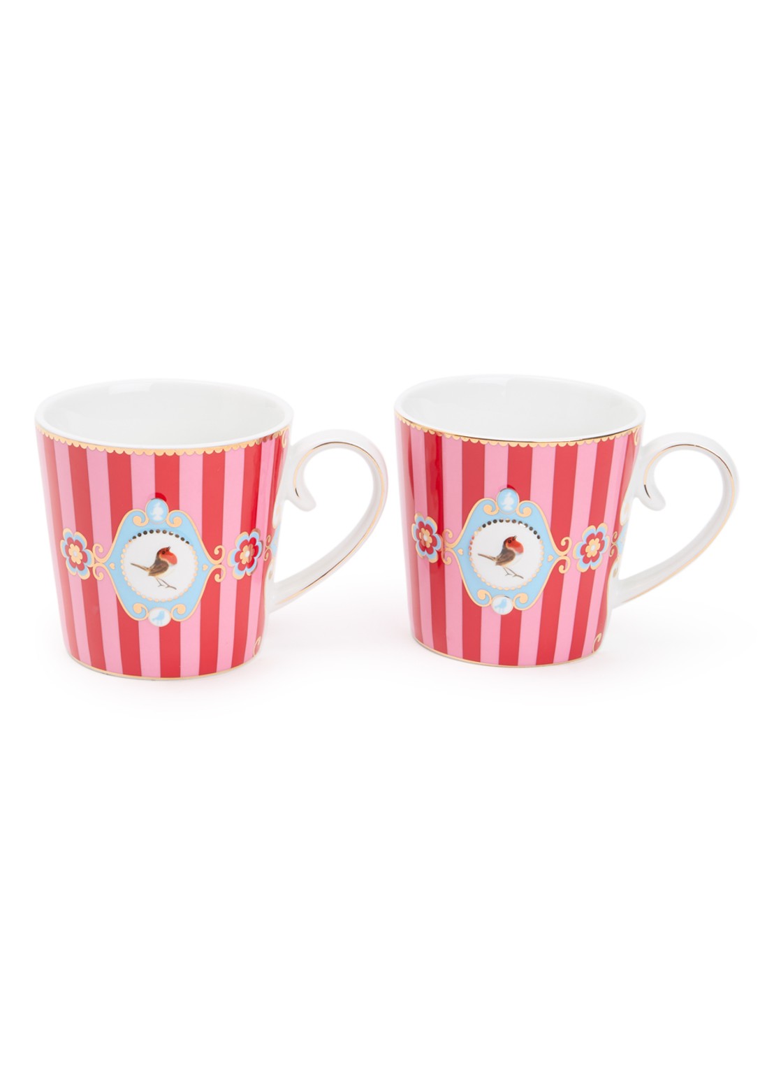 Pip Studio Love Birds kopje 30 cl set van 2 - voorkant rood