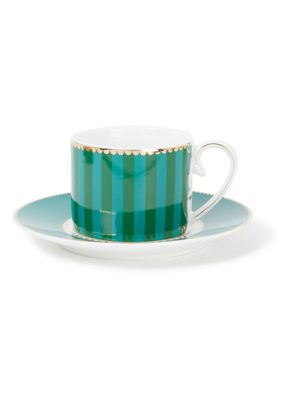Pip Studio Love Birds Medallion espressokopje en schotel 12,5 cl - voorkant donkergroen