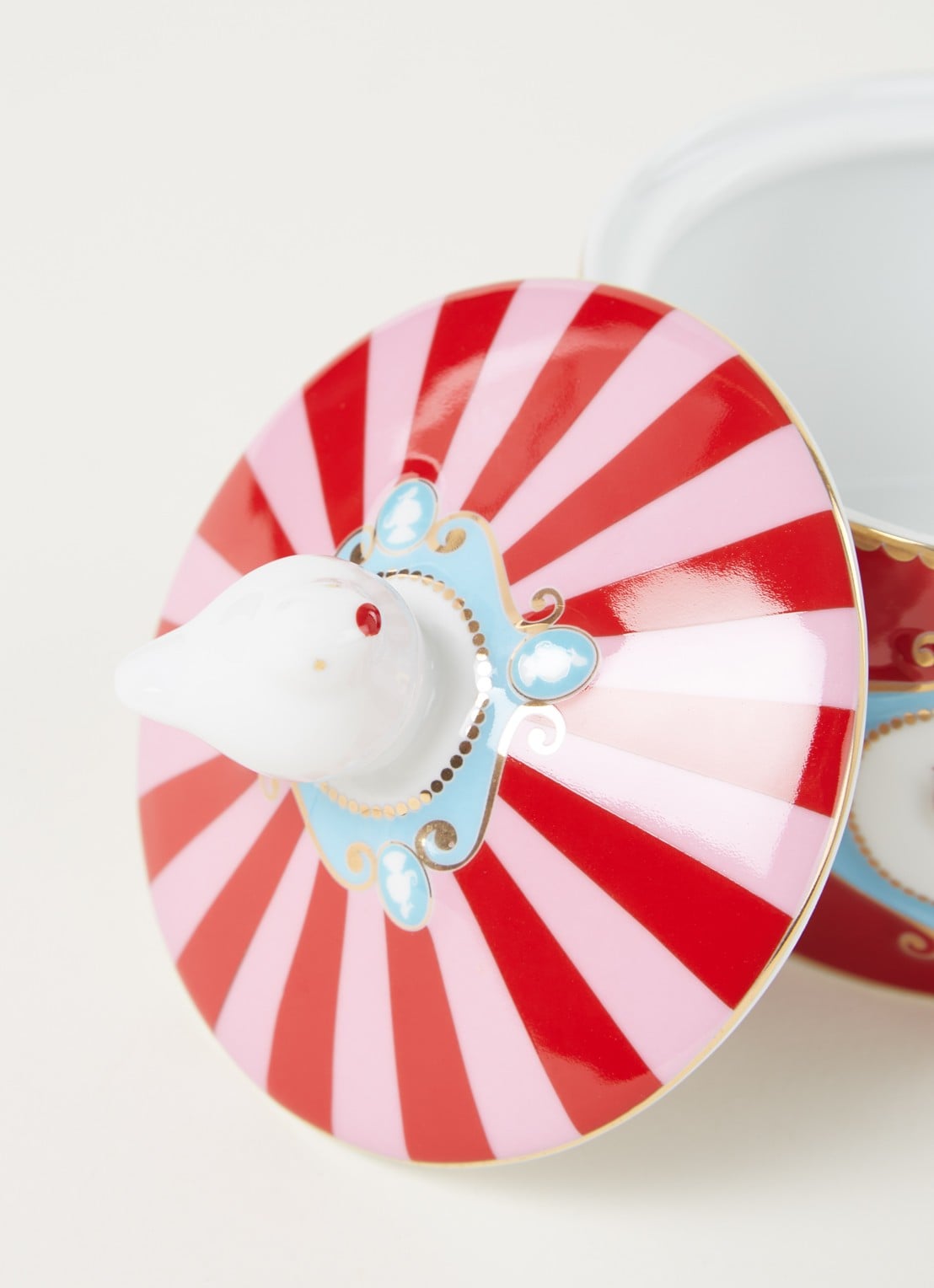 Pip Studio Love Birds Medallion suikerpot  - detail steenrood