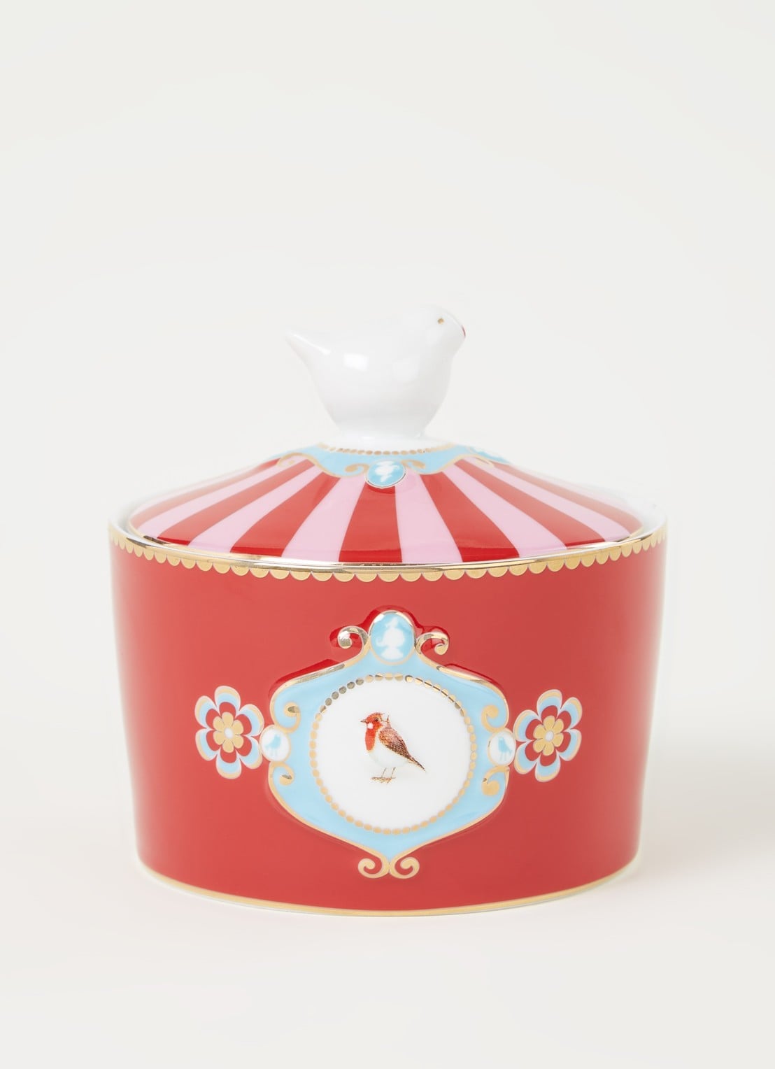 Pip Studio Love Birds Medallion suikerpot  - voorkant 3 steenrood