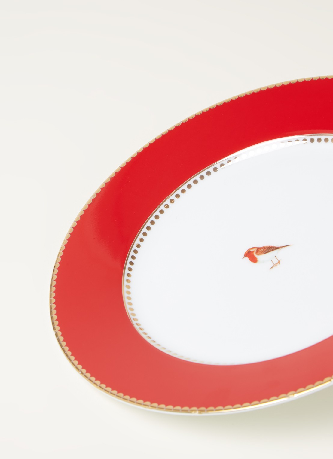 Pip Studio Love Birds ontbijtbord 21 cm - detail steenrood