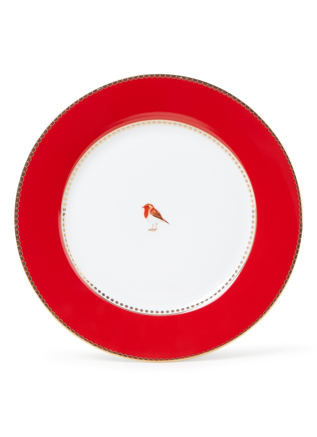 Pip Studio Love Birds ontbijtbord 21 cm - voorkant 2 steenrood