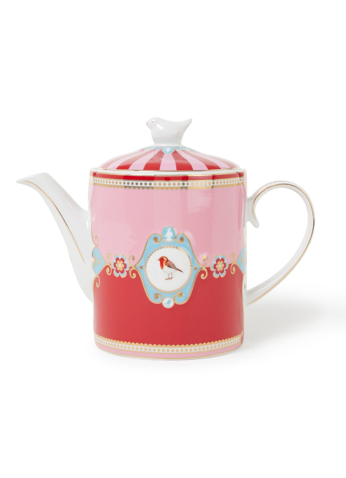 Pip Studio Love Birds theepot 1,3 liter - voorkant roze