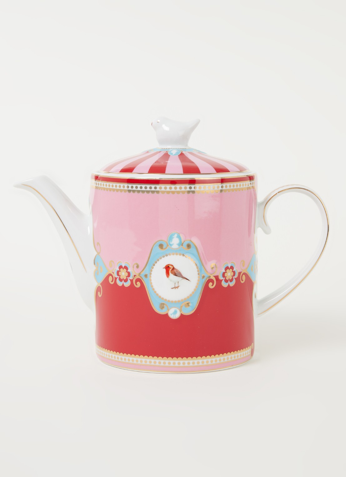Pip Studio Love Birds theepot 1,3 liter - voorkant 2 roze