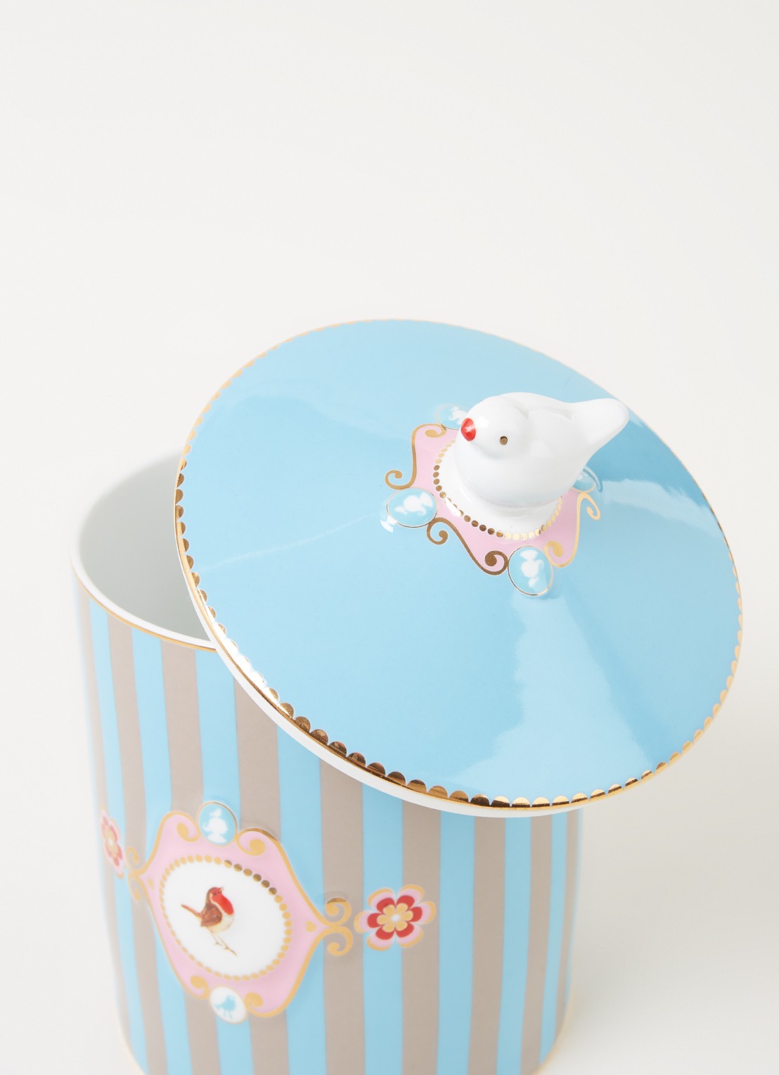 Pip Studio Love Birds voorraadpot - detail 3 lichtblauw