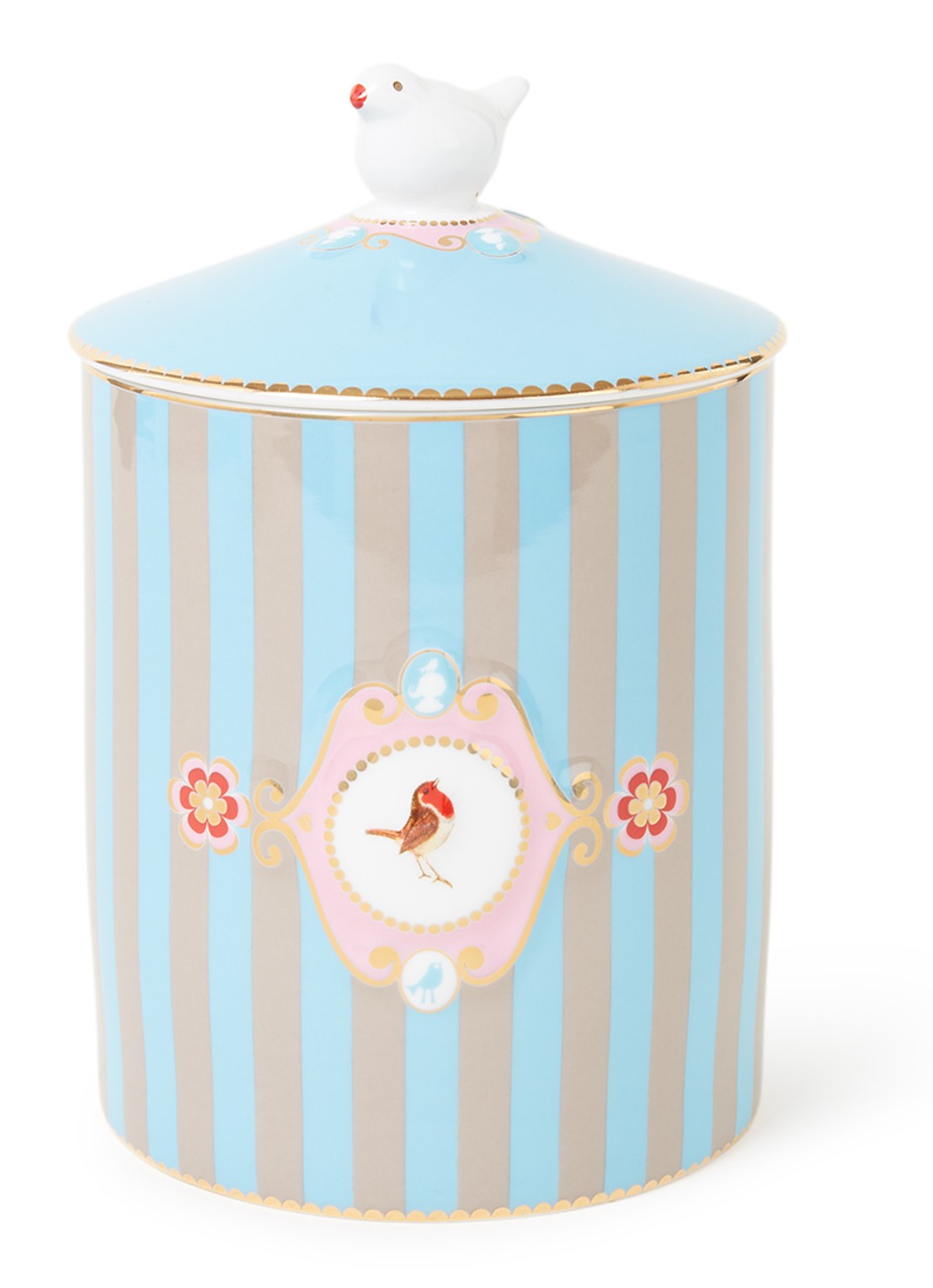 Pip Studio Love Birds voorraadpot - voorkant lichtblauw