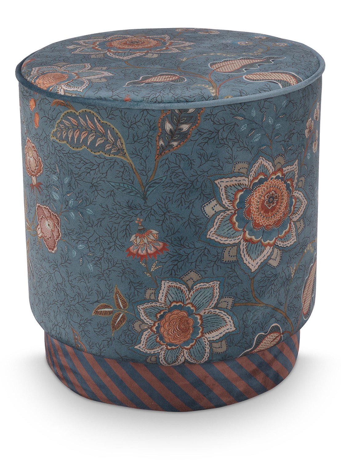Pip Studio Mumbai Morning poef 40 x 45 cm - voorkant blauw