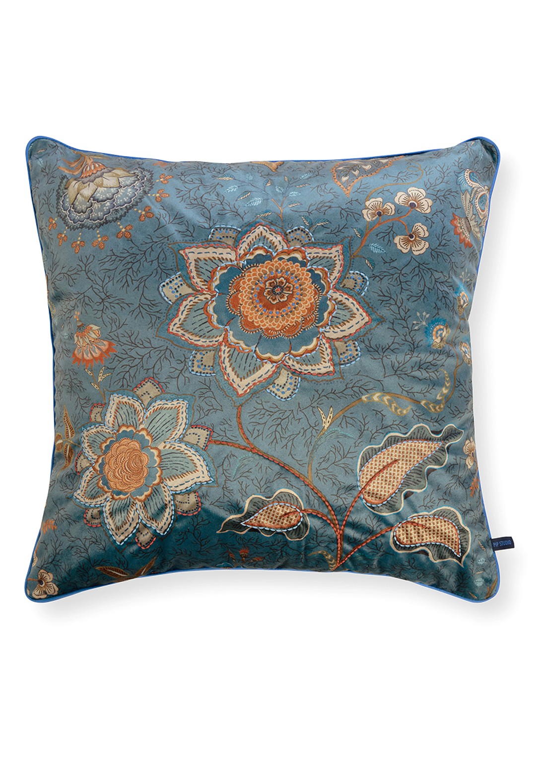 Pip Studio Mumbai Morning sierkussen 60 x 60 cm - voorkant blauw