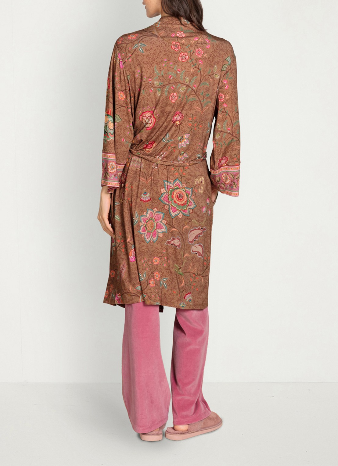 Pip Studio Naomi Mumbai Morning kimono met bloemenprint - detail 7 bruin
