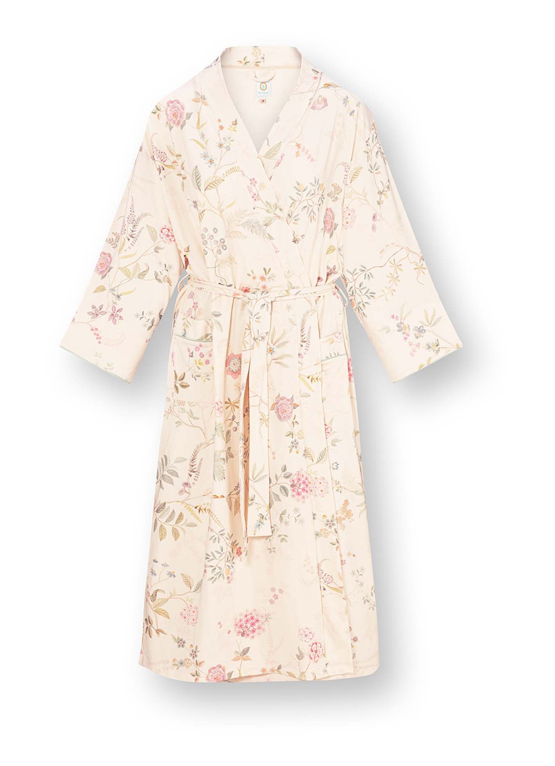 Pip Studio Noa Bodhi Flower kimono met bloemenprint - voorkant gebroken wit