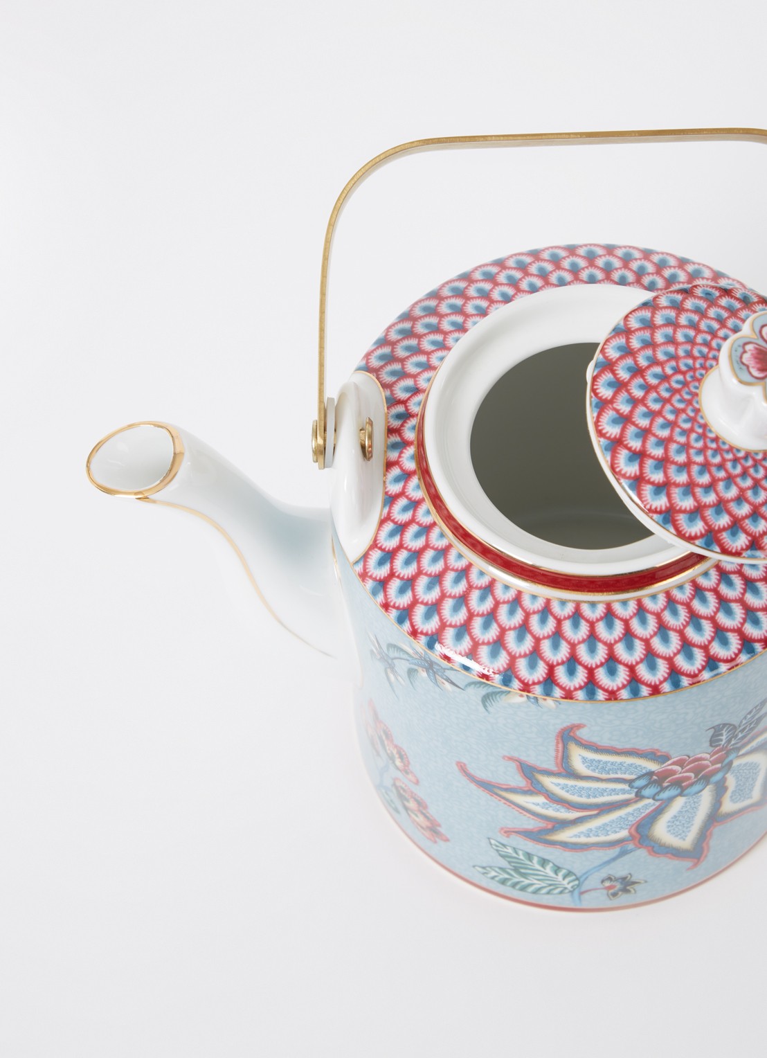 Pip Studio Oriental Flower Festival theepot 1 liter - voorkant 2 blauw