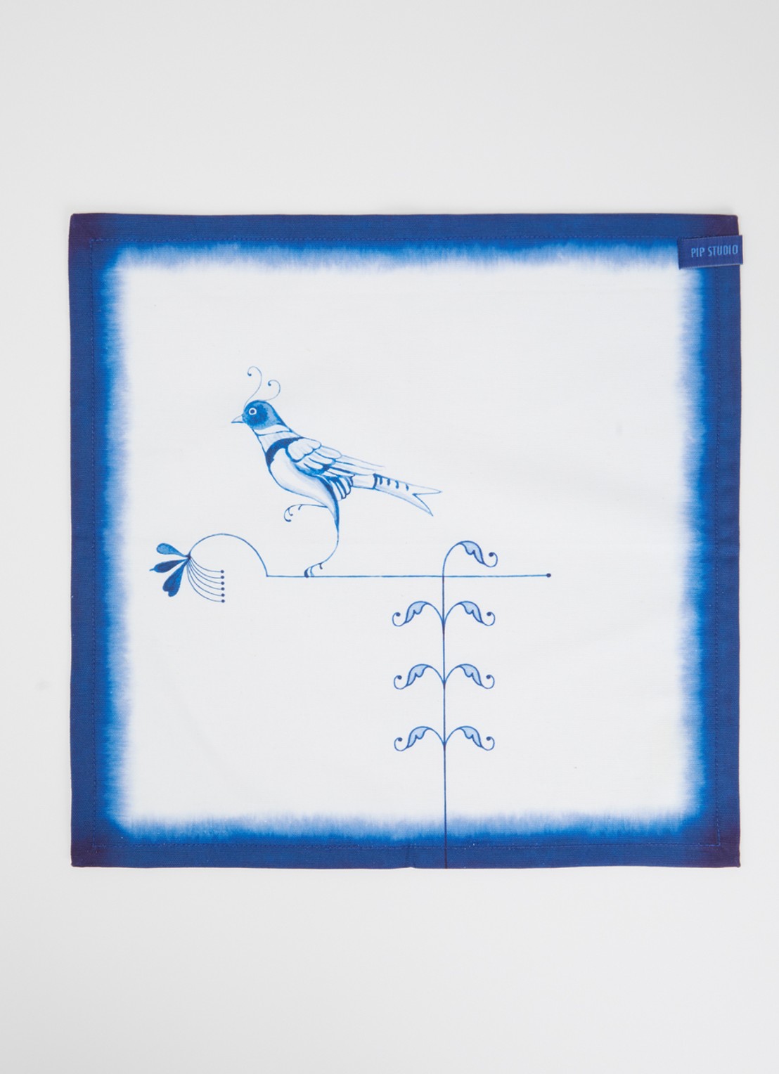 Pip Studio Pip & The Blue Bird servetten 40 x 40 cm set van 2 - voorkant 2 blauw