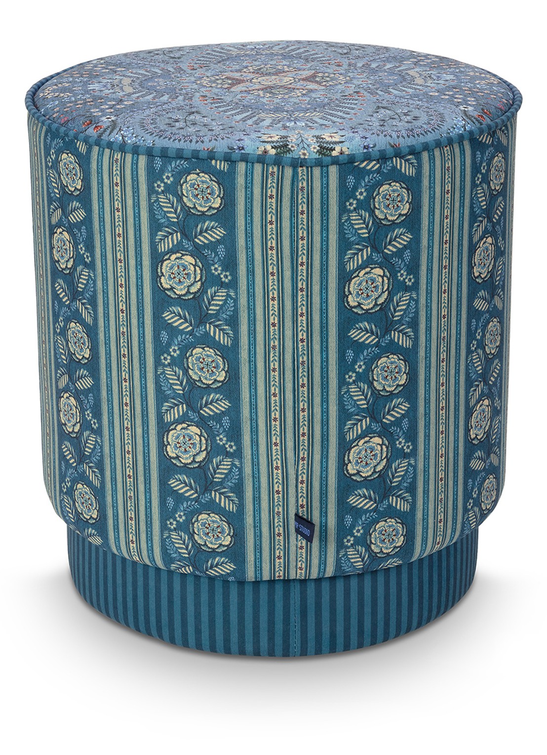 Pip Studio Rosa Rani poef 40 x 45 cm - achterkant 3 blauw