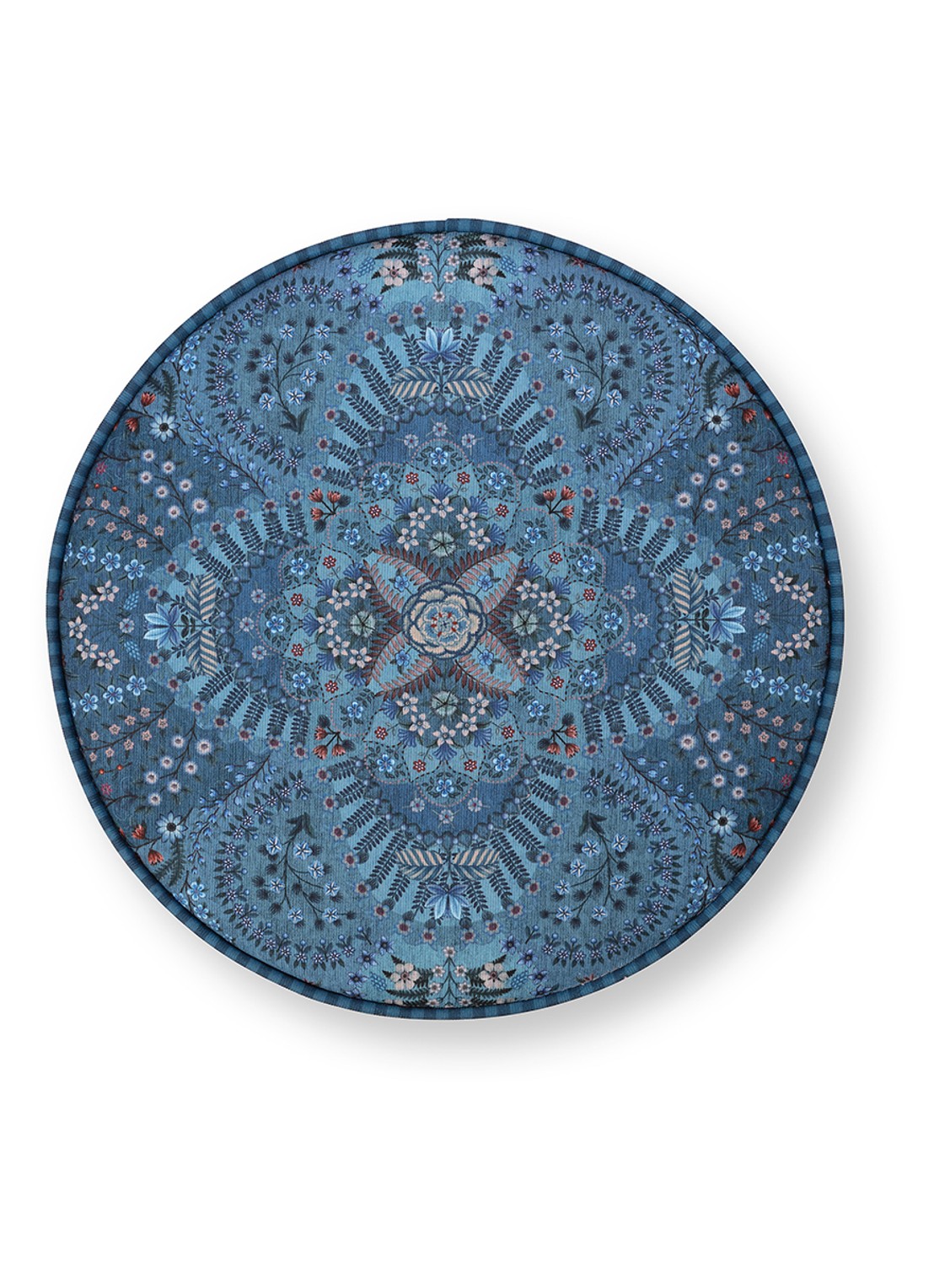 Pip Studio Rosa Rani poef 40 x 45 cm - detail blauw
