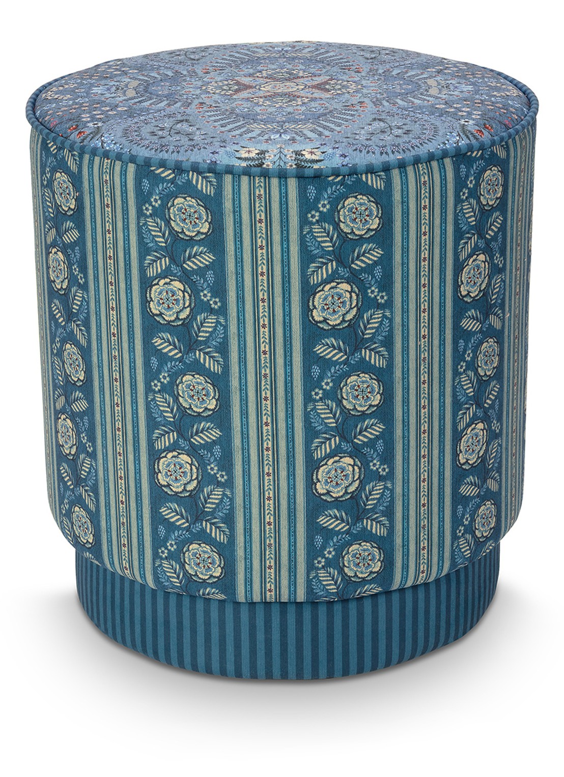 Pip Studio Rosa Rani poef 40 x 45 cm - voorkant 4 blauw
