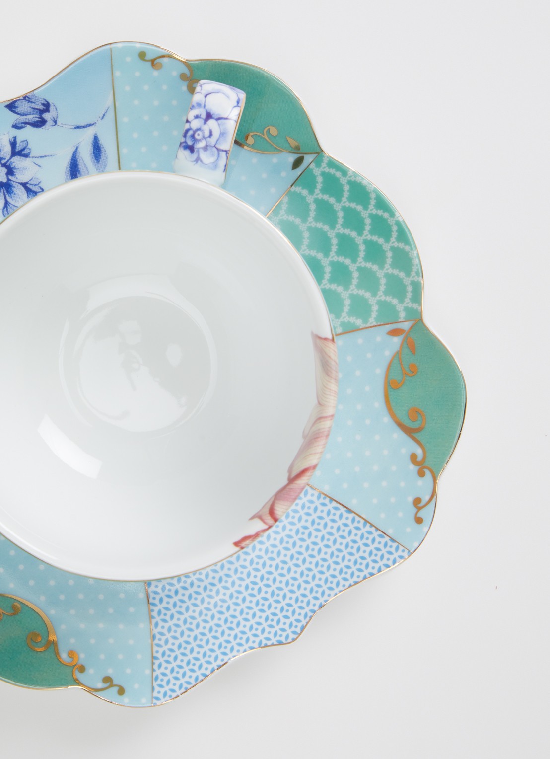 Pip Studio Royal Flowers kop en schotel 25 cl set van 4 - voorkant 2 blauw