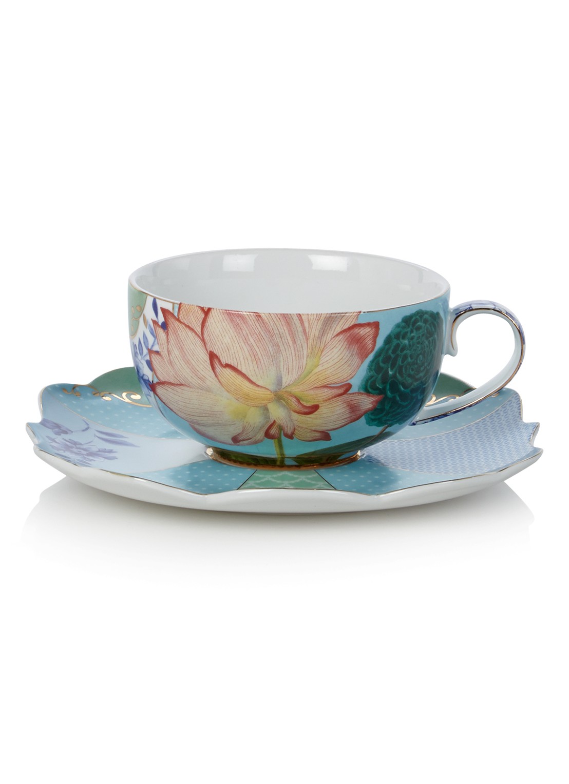 Pip Studio Royal kopje en schotel 22 cl - voorkant 2 lichtblauw