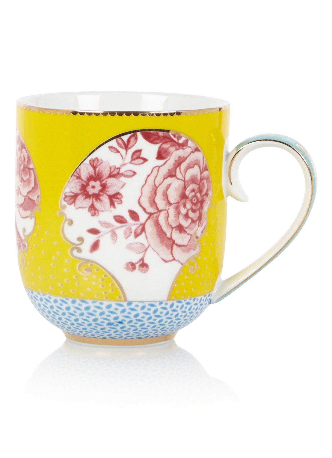 Pip Studio Royal large kopje 32,5 cl - voorkant geel
